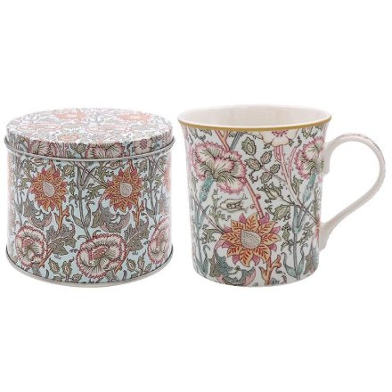 William Morris Pink and Rose Mug in Tin