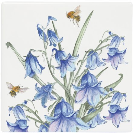 Bluebells and Bees Botanical Ceramic Coaster