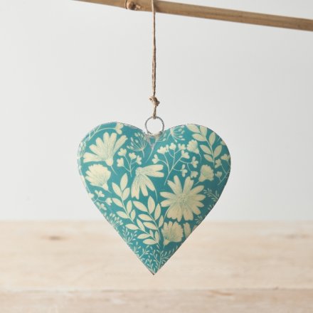 Blue Floral Love Heart Hanger